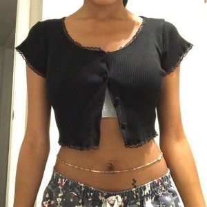 Black Lace Trim top